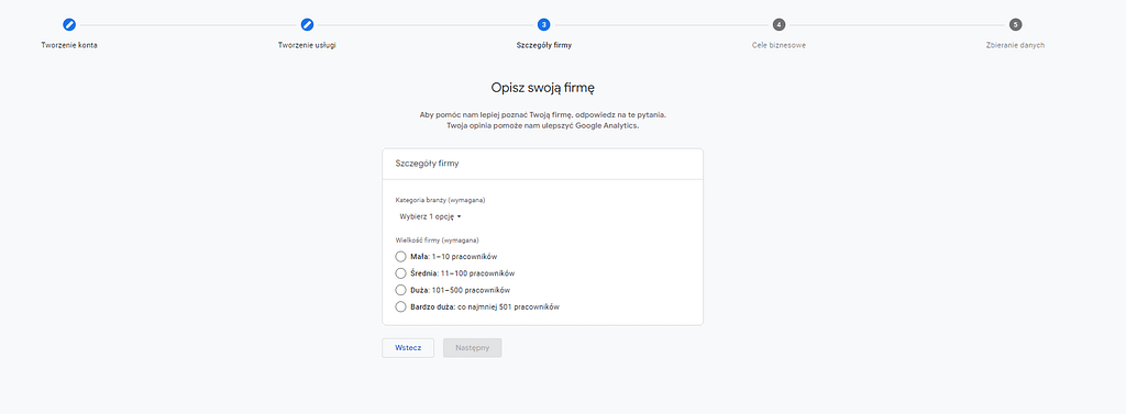 Opisz firmę w GA4